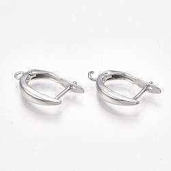 Brass Hoop Earring Findings with Latch Back Closure, Nickel Free, Real Platinum Plated, 21x12x3.5mm, Hole: 1.5mm, Pin: 1mm(KK-S350-072P)