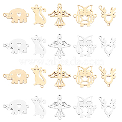 SUNNYCLUE 201 Stainless Steel Links Connectors, Laser Cut, Animal Shapes, Golden & Stainless Steel Color, 20pcs/box(STAS-SC0002-04)