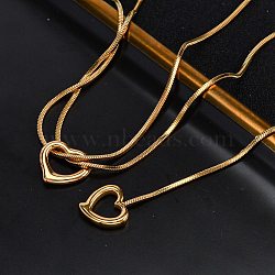 304 Stainless Steel Heart Pendant Y Pendant Necklaces, Ion Plating(IP), Real 14K Gold Plated, 18.58 inch(47.2cm)(NJEW-U026-05G)