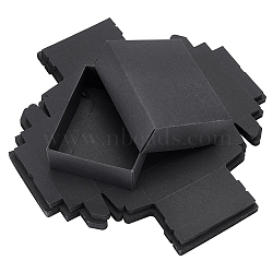 Cardboard Jewelry Boxes, Rectangle, for Anniversaries, Weddings, Birthdays, Black, 11.6x9.6x3.8cm, Unfold: 29.5~28.6x26.6~27.5x0.05cm, 2pcs/set(CBOX-WH0003-29B)