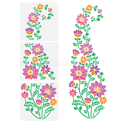 3Pcs 3 Styles PET Hollow Out Drawing Painting Stencils, for DIY Scrapbook, Photo Album, Flower, 300x300mm, 1pc/style(DIY-WH0394-0128)