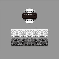 Black and White PET Lace Decorative Adhesive Tapes, for DIY Scrapbooking Supplie Gift Decoration, Flower, 75x0.05mm, 2m/roll(DARK-PW0001-016B)