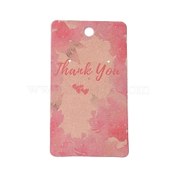 Cardboard Earring Display Cards, Rectangle with Flower & Word Thank You Pattern, BurlyWood, 9x5x0.04cm, Hole: 1.5mm(CDIS-F003-06B)