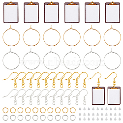 CHGCRAFT DIY Rectangle Drop Earrings Making Kit, Including Wooden Pendants, Brass Hoop Earrings, Iron Earring Hooks, Mixed Color, 96pcs/box(DIY-CA0004-05)