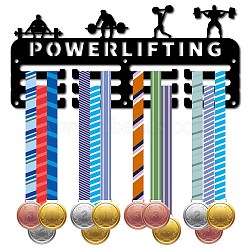 Sports Theme Iron Medal Hanger Holder Display Wall Rack, 3-Line, with Screws, Powerlifting, Sports, 130x290mm, Hole: 5mm(ODIS-WH0055-036)