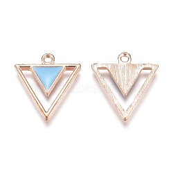 Alloy Enamel Pendants, Inverted Triangle, Golden, Blue, 18.5x17x2mm, Hole: 1.5mm, 10pcs/Bag(ENAM-TAC0002-01D)