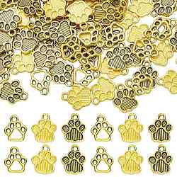 150Pcs 3 Styles Zinc Tibetan Style Alloy Pendants, Dog Paw Print Charms, Mixed Color, 13~15x11~12.5x1.5~2mm, Hole: 1.6~1.8mm, 50pcs/style(FIND-SZ0003-86)