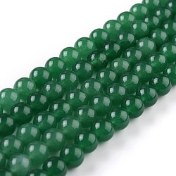 Natural White Jade Beads, Round, Dyed, Green, 8mm, Hole: 1mm, about 49pcs/strand, 15.16 inch(38.5cm)(G-J390-C02-13)