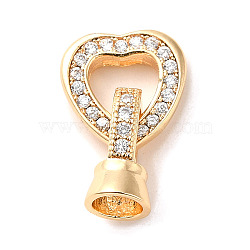 Brass Micro Pave Cubic Zirconia Pendants, Heart, Light Gold, 18.5mm(FIND-Z030-03KCG)