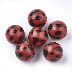 Printed Acrylic Beads, Round, Red, 11.5~12x11mm, Hole: 1.8mm(X-OACR-S022-15D)