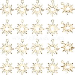 20Pcs Brass Charms, Sun, Golden, 15x13x0.5mm, Hole: 1.5mm(FIND-FH0004-01)