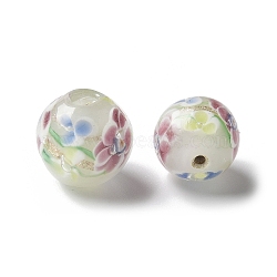 Handmade Lampwork Beads, Round, Rosy Brown, 12~13.5mm, Hole: 1.4~2.5mm(LAMP-P068-09A)