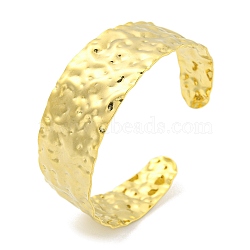 Ion Plating(IP) 304 Stainless Steel Textured Open Cuff Bangles for Women, Real 18K Gold Plated, Inner Diameter: 2-1/4 inch(5.6cm), 20mm(STAS-M001-17G)