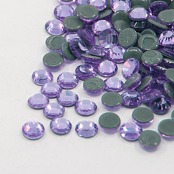 Glass Hotfix Rhinestone, Grade AA, Flat Back & Faceted, Flat Round, Violet, SS16, 3.8~4.0mm, about 1440pcs/bag