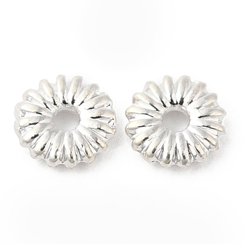 Brass Spacer Beads, Cadmium Free & Lead Free, Flower, Long-Lasting Plated, Silver, 4x1mm, Hole: 0.9mm