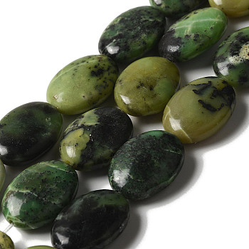 Natural Chrysoprase Beads Strands, Flat Oval, 20x15x7mm, Hole: 1.4mm, about 20pcs/strand, 15.75''(40cm)