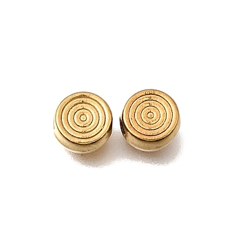 304 Stainless Steel Beads, Ion Plating(IP), Flat Round with Vortex, Real 18K Gold Plated, 6x3mm, Hole: 1.2mm