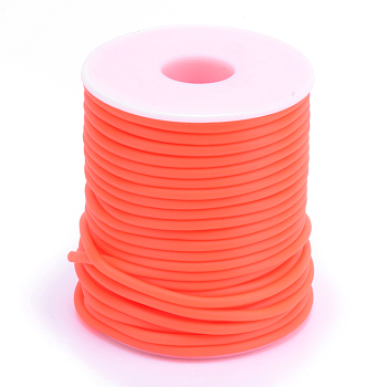 Hollow Pipe PVC Tubular Synthetic Rubber Cord, Wrapped Around White Plastic Spool, Orange Red, 3mm, Hole: 1.5mm, about 27.34 yards(25m)/roll
