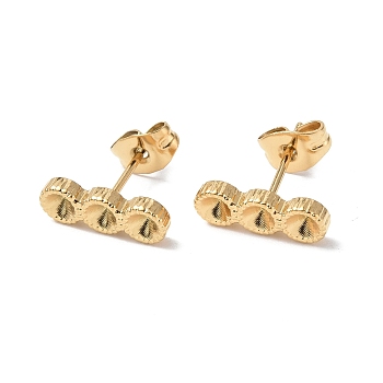 Ion Plating(IP) 304 Stainless Steel Stud Earring Findings, with Rhinestone Settng and Ear Nuts, Flat Round, Real 18K Gold Plated, Fit For 2.5mm Rhinetstone, 12.5x4.5mm, Pin: 0.7mm