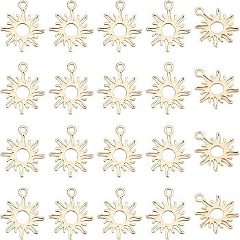 20Pcs Brass Charms, Sun, Golden, 15x13x0.5mm, Hole: 1.5mm