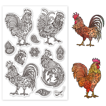 Custom PVC Plastic Clear Stamps, for DIY Scrapbooking, Photo Album Decorative, Cards Making, Cock, 160x110x3mm