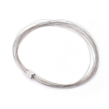 Tiger Tail Wire Necklace Making, with Magnetic Clasps, Stainless Steel Color, Raw, 145~150x0.38mm