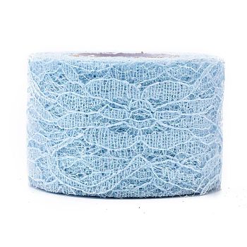 Sparkle Lace Fabric Ribbons, with Glitter Powder, for Wedding Party Decoration, Skirts Decoration Making, Alice Blue, 2 inch(5cm), 10 yards/roll