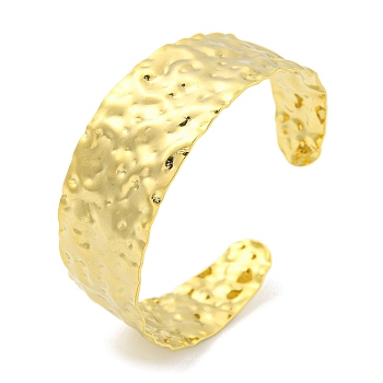 Ion Plating(IP) 304 Stainless Steel Textured Open Cuff Bangles for Women, Real 18K Gold Plated, Inner Diameter: 2-1/4 inch(5.6cm), 20mm