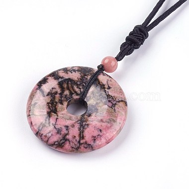 Lariat Necklace With Rhodonite Pendant on a Sterling Silver 