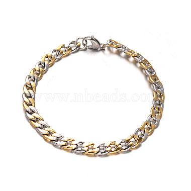 304 Stainless Steel Cuban Link Chain Necklaces & Bracelets Jewelry Sets(SJEW-I081-04-6mm)-4