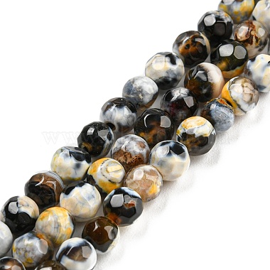 Dyed Natural Fire Crackle Agate Beads Strands(G-G007-01)-2