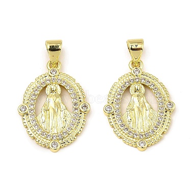 Real 18K Gold Plated Clear Oval Brass+Cubic Zirconia Pendants