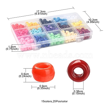 375Pcs 15 Colors Opaque Plastic Beads(KY-FS0001-15)-5