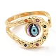 Resin Evil Eye Open Cuff Ring with Cubic Zirconia(RJEW-E069-02G-02)-2