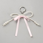 Alloy Keychains, with Resin Bowknot, Pink, 13x15cm(KEYC-WH0003-12A)