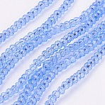 Transparent Glass Beads Strands, Faceted, Rondelle, Cornflower Blue, 2.9~3.3x2mm, Hole: 0.5mm, about 135~140pcs/strand, 32~34cm(GLAA-R135-2mm-07)