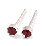 Rack Plating Brass Micro Pave Cubic Zirconia Stud Earring, Cadmium Free & Lead Free, Long-Lasting Plated, Flat Round, Red, 3mm(EJEW-C102-37P-01)