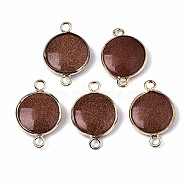 Synthetic Goldstone Links Connectors, with Light Gold Plated Brass Findings, Flat Round, 23~25.5x15~17.5x4~7mm, Hole: 2mm(G-N326-85G)