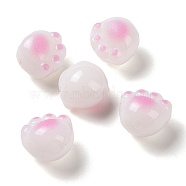 Opaque Acrylic Beads, Cat Paw, Pink, 11x12x9.7mm, Hole: 1.6mm(X1-FIND-I029-02C)