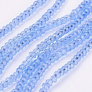 Transparent Glass Beads Strands, Faceted, Rondelle, Cornflower Blue, 3x2mm, Hole: 0.5mm, about 160~165pcs/strand, 15.35 inch~15.75 inch(39~40cm)(GLAA-R135-2mm-07)