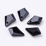 Opaque Acrylic Charms, Faceted, Kite/Quadrilateral, Black, 14x10x4mm, Hole: 1mm(X-MACR-G051-14mm-01)