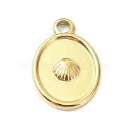 Ion Plating(IP) 304 Stainless Steel Pendants, Real 18K Gold Plated, Oval Charm, Shell Shape, 20x13.5x3mm, Hole: 2mm(STAS-B058-07G-01)