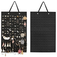 Felt Hanging Bag Dispaly for Earrings, Hanging Wall-Mounted Earring Storage Bag, Rectangle, Black, 57x35cm(PW-WGF81A7-01)