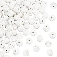 4 Strands Natural Lava Rock Round Beads Strands, Round, White, 8mm, Hole: 1mm, about 49pcs/strand, 15.15 inch(38.5cm)(G-OC0002-38)