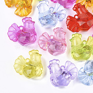Transparent Acrylic Pendants, Faceted, Chicken, Mixed Color, 30x32x19.5mm, Hole: 2.5mm, about 75pcs/500g(TACR-S133-114)