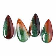 Natural Brazilian Agate Pendants, Dyed & Heated, Teardrop, Green, 39~40x17~18x6~7mm, Hole: 1.5mm(G-S364-099B)