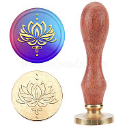 Wax Seal Stamp Set, Sealing Wax Stamp Solid Brass Head,  Wood Handle Retro Brass Stamp Kit Removable, for Envelopes Invitations, Gift Card, Lotus Pattern, 83x22mm(AJEW-WH0208-809)