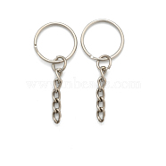 Iron Split Key Rings, with Chains, Keychain Clasp Findings, Platinum, 15x2.4mm, Inner Diameter: 12.6mm(IFIN-P018-01A-P)