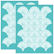 Self-Adhesive Silk Screen Printing Stencil, for Painting on Wood, DIY Decoration T-Shirt Fabric, Turquoise, Fan, 280x220mm(DIY-WH0338-173)