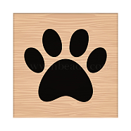 1Pc Beechwood Stamps, with 1Pc Resin Stamp Sheet, Square, Scrapbook Accessories, Paw Print, 7.5x7.5x2.3cm(DIY-CP0007-97I)
